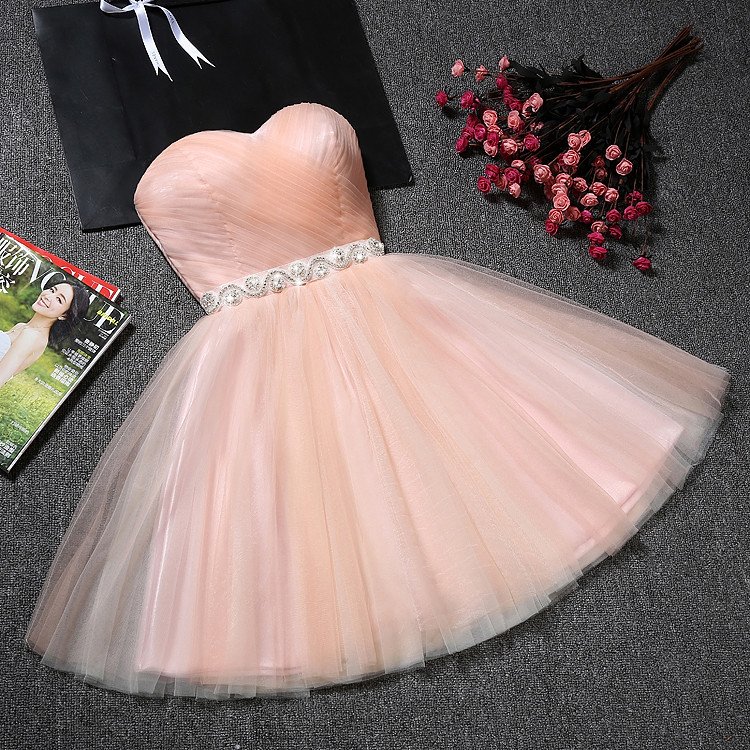 Homecoming Dresses, Short Prom Dresses, Formal Dresses, Graduation Party Dresses, Banquet Gown ，2018 Pius Size Beaded Crystal Tulle Mini Cocktail Dresses