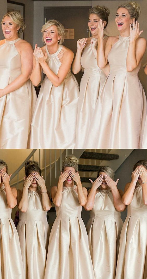 Champagne Satin Bridesmaid Dress