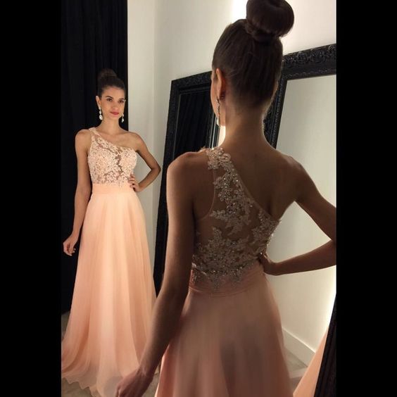Newest One Shoulder Appliques A-line Prom Dresses,long Prom Dresses,green Prom Dresses, Evening Dress Prom Gowns, Formal Women Dress,prom Dress