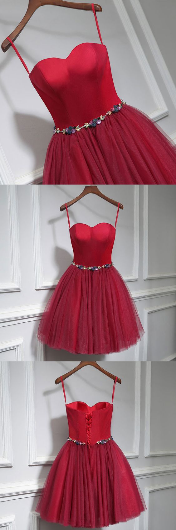 Cute Burgundy Neck Short Prom Dress, Homecoming Dress ,2018 Plus Size Tulle Short Cocktail Dresses, Girls Wedding Gowns ,wedding Guest Gowns