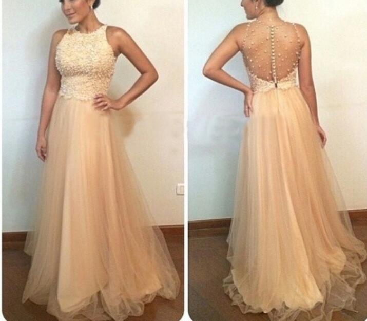 Champagne Beaded Long Party Dress, Cute A-line Formal Dress, Junior Prom Dress 2018plus Size Beaded Formal Evening Dresses,wedding Party Gowns