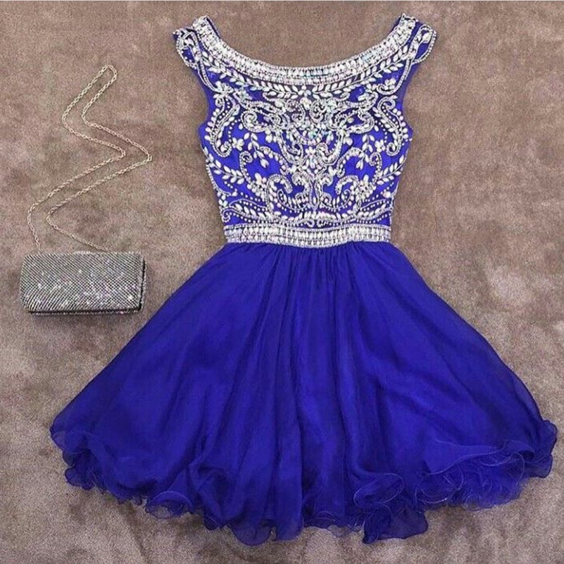 Royal Blue Homecoming Dress,crystal Beaded Homecoming Dress,short Prom Dress,semi Formal Dress, Crystal Short Homecoming Dresses, Mini Prom