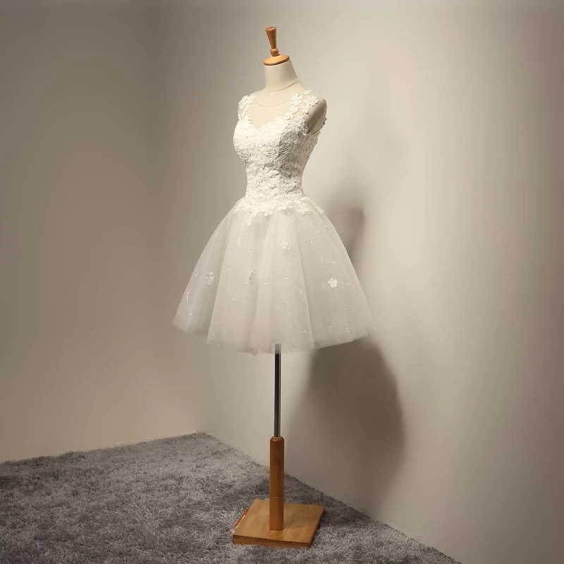 Vintage Wedding Dress,short Mini Wedding Dress,tulle Wedding Dress,wedding Gowns, White Lace Prom Dresses, Girls Party Gowns ,short Cocktail