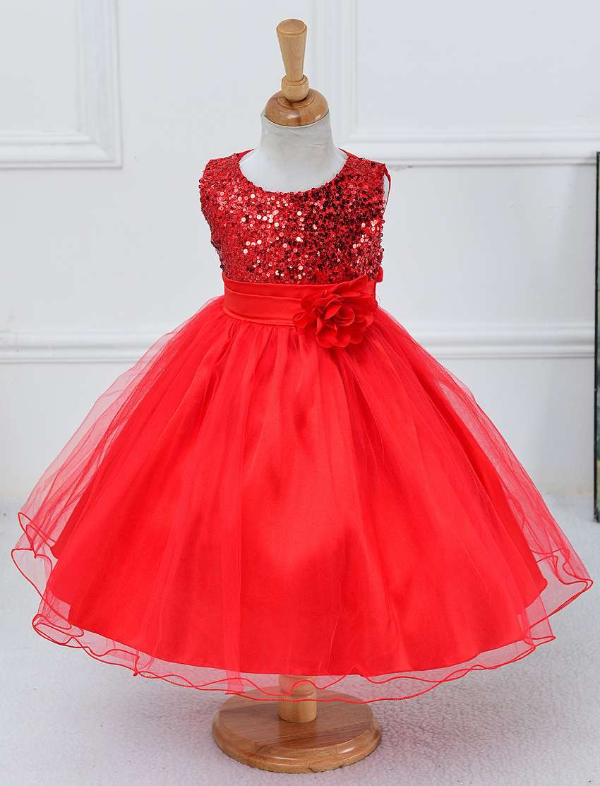 Red Sequined Corset Short Flower Girls Dresses , Girls Party Dresses , Wedding Flower Girls Dresses. Sexy Pageant Gowns Fof Little Girls ,hand