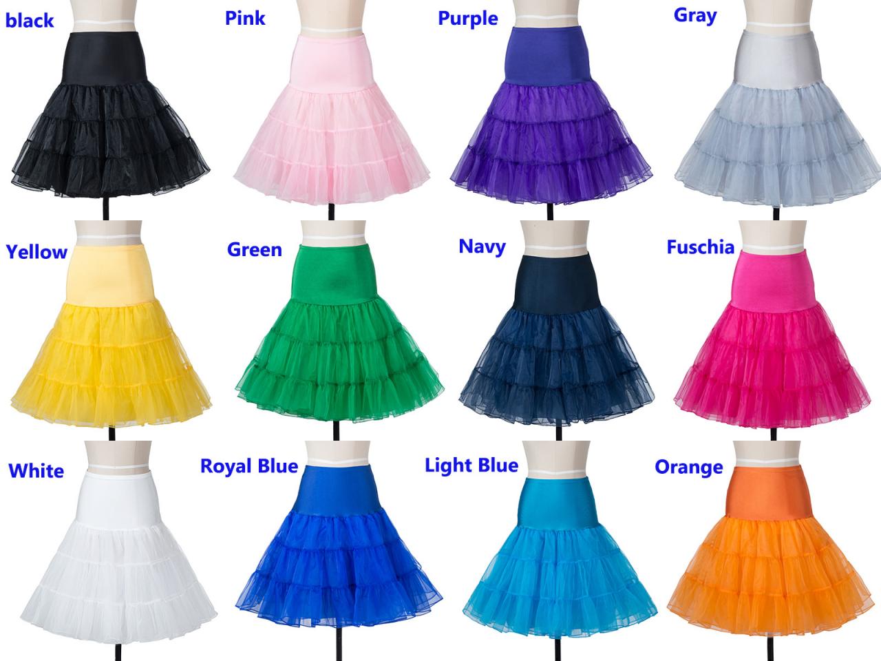 Knee Length Women Skirt Tutu Skirts A Line Midi Underskirt Petticoat For Wedding Prom Dress Bridal Gown, Wedding Accessories Tulle Ponytube For