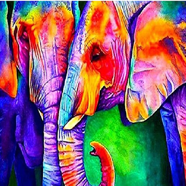Size 30 X 40 Cm 5 D Diy Diamond Painting Colorful Elephants Full Rhinestones Cross Stitch 5d Mosaic Diamond Embroidery Home Decoration.special