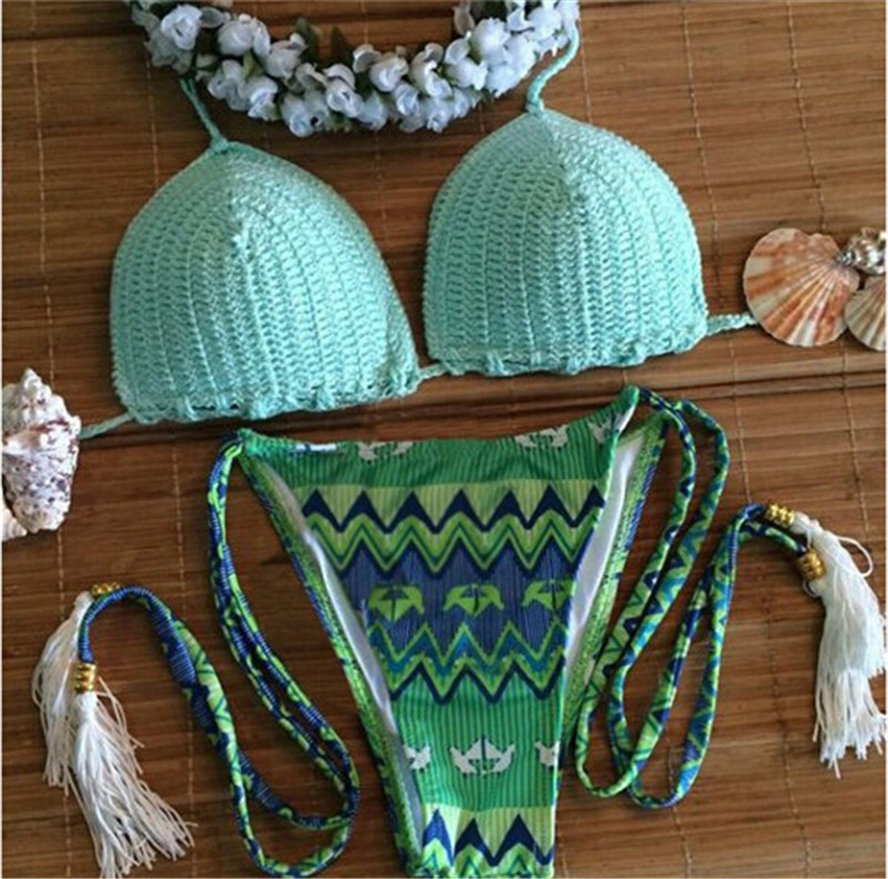 Sexy Boho Knitting Swimwear, Fashion Women Bohemian Bikini , Women Beach Swimsuits