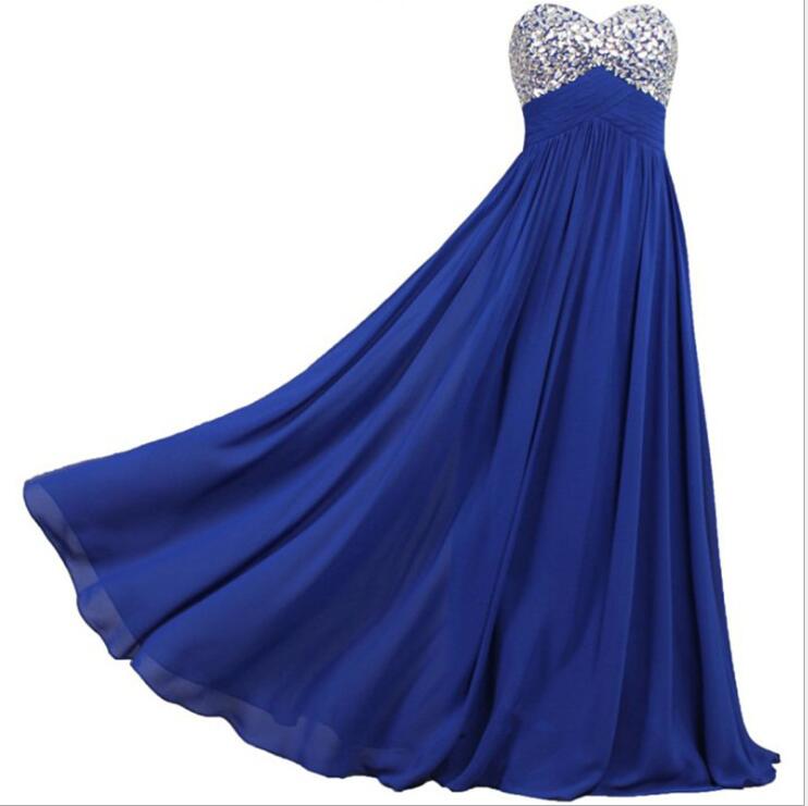 Shiny Beaded Corset Royal Blue Formal Evening Dress , Royal Blue Long Prom Dresses, Prom Gowns