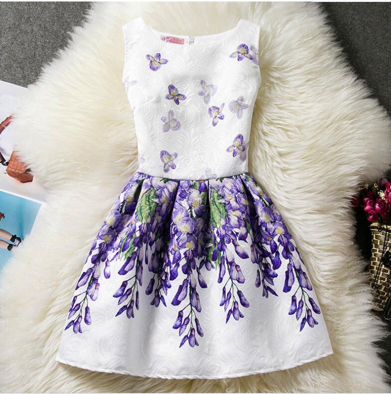 Foral Print Girls Party Dress ,wedding Flower Girl Dresses, ，lavender Short Prom Dresses,mini Pageant Dress