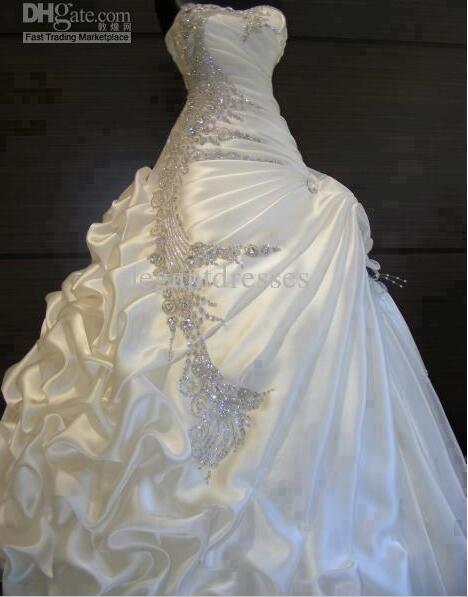 Luxury Beaded Crystal China Wedding Dresses Ruffle Women Custom Made Bridal Gowns