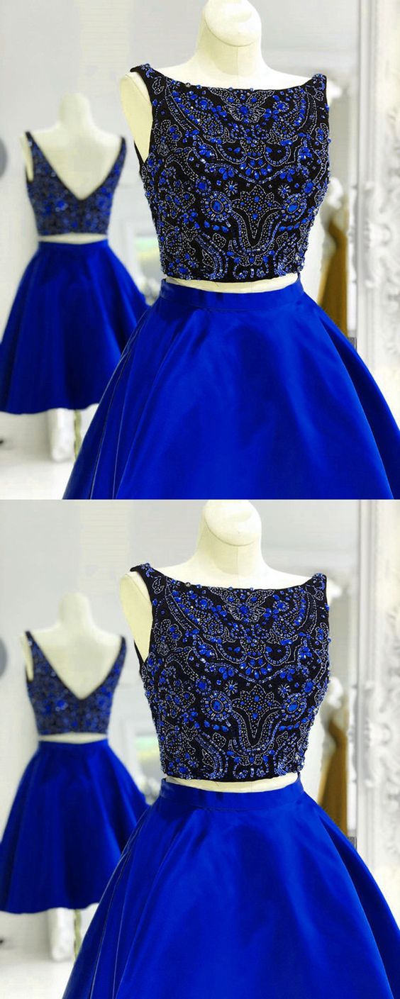 Shiny Crystal Corset Royal Blue Short Homecoming Dress A Line Women Prom Gowns Mini
