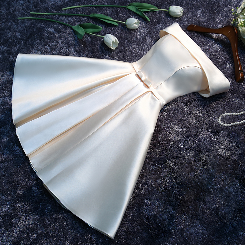 Off Shoulder Ivory Satin Short Homecoming Dresses Ball Gowns Fashion Women Cocktail Gowns .