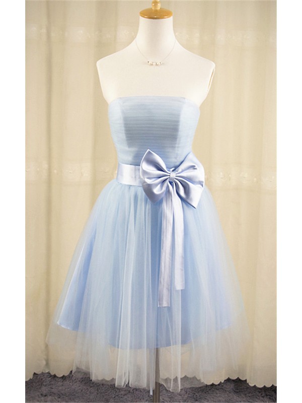 Sexy Light Blue Ruffle Short Homecoming Dress With Bow Mini Junior Party Dresses