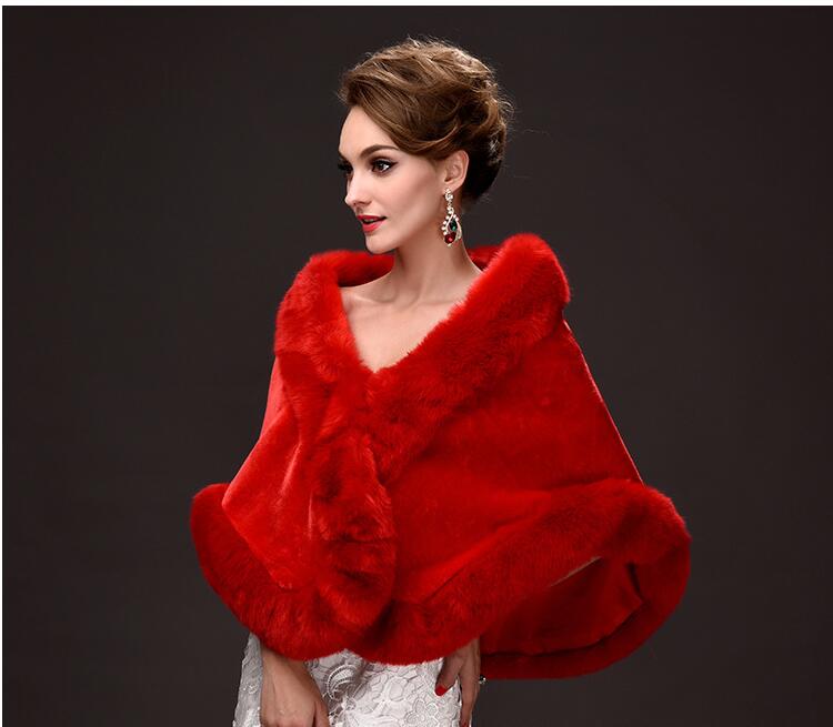 Vintage Red Warm Winter Wedding Jackets Faur Fur Short Coats For Wedding ,Cheap Bridal Shawel Wrap For Bridal 
