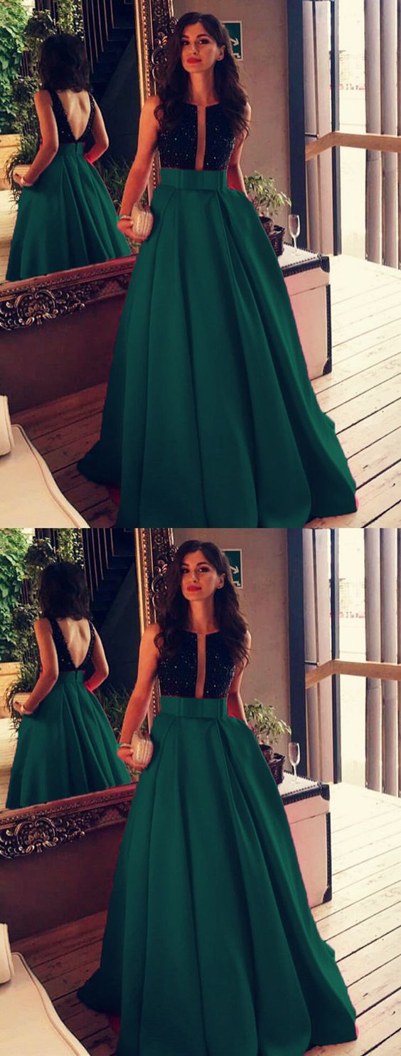 Dark Green Long Prom Dress Corset