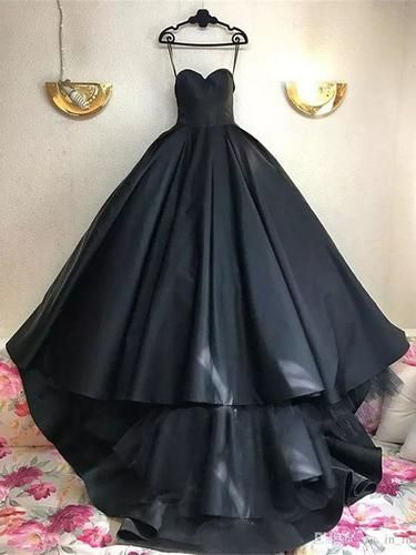Vintage Black Satin Long Prom Dress A Line Women Evening Dress ,2019 Women Prom Gowns
