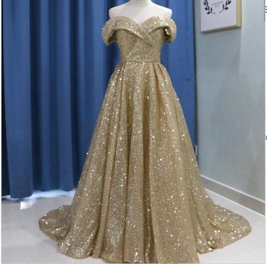 gold sequin ball dress