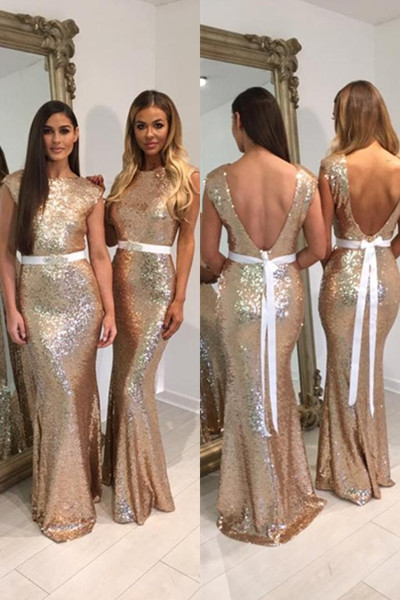 Gold White and Off the Shoulder Bridesmaid Dress