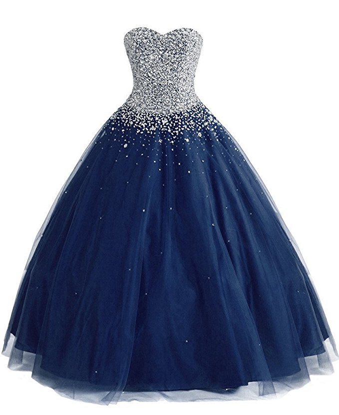 Luxury Beaded Sweet 16 Prom Dress, Off The Shoulder Navy Blue Tulle Women Prom Gowns , Formal Prom Dresses ,sexy Ball Gown Quinceanera Dress