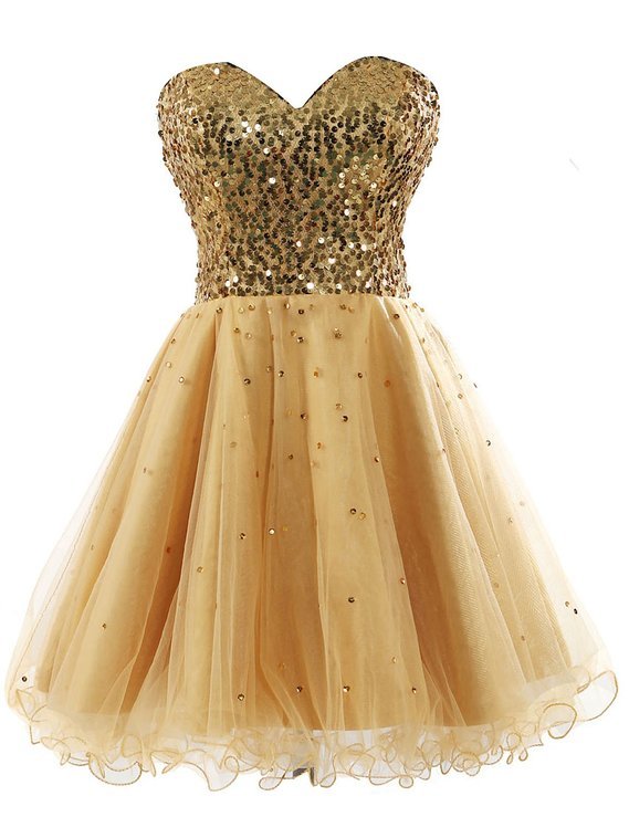 Sparkly Gold Sequin Short Homecoming Dress A Line Above Length Prom Dress Mini Party Dress Custom Made 