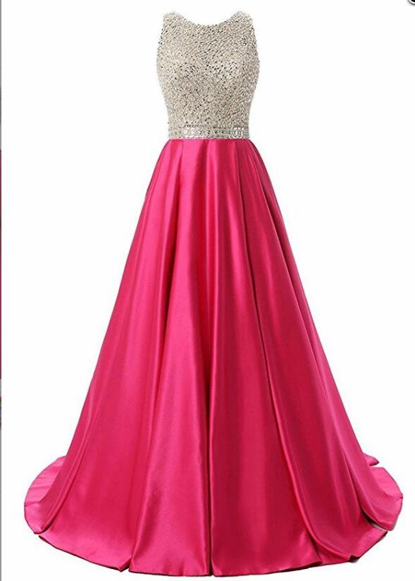 Vintage Fuchsia Corset Beaded Corset A Line Prom Dress 2019 Women Evening Party Gowns Sexy Backless Party Gowns