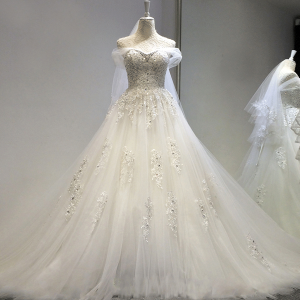 Elegant Sweet Lace China Wedding Dress Pricess 2019 Women Bridal Dress , Strapless Bridal Dress, Women Bride Dresses