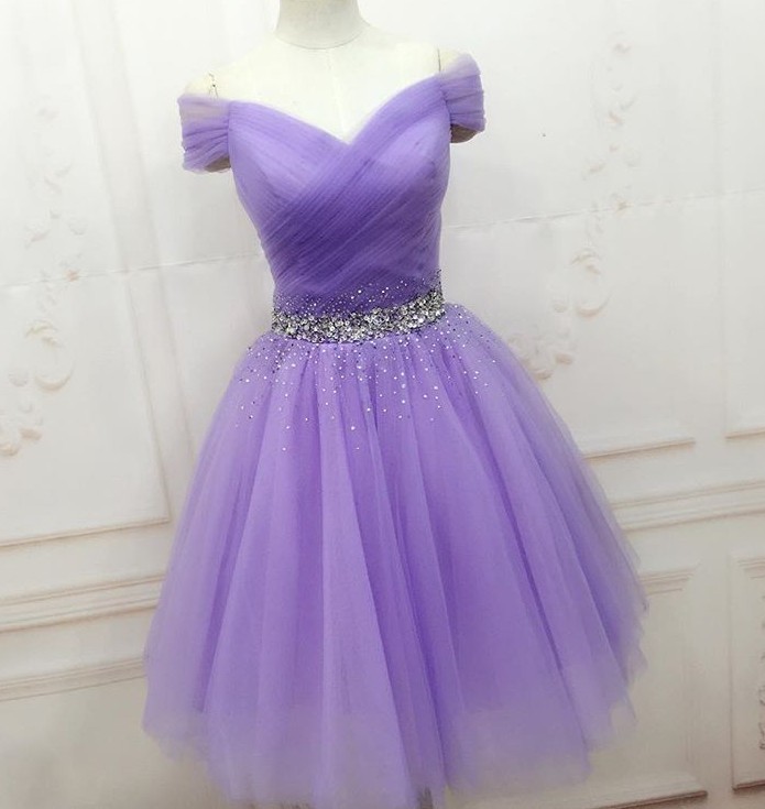 Sexy Lavender Tulle Short Homecoming Dress, A Line Short Cocktail Party Gowns ,sweet 16 Prom Gowns