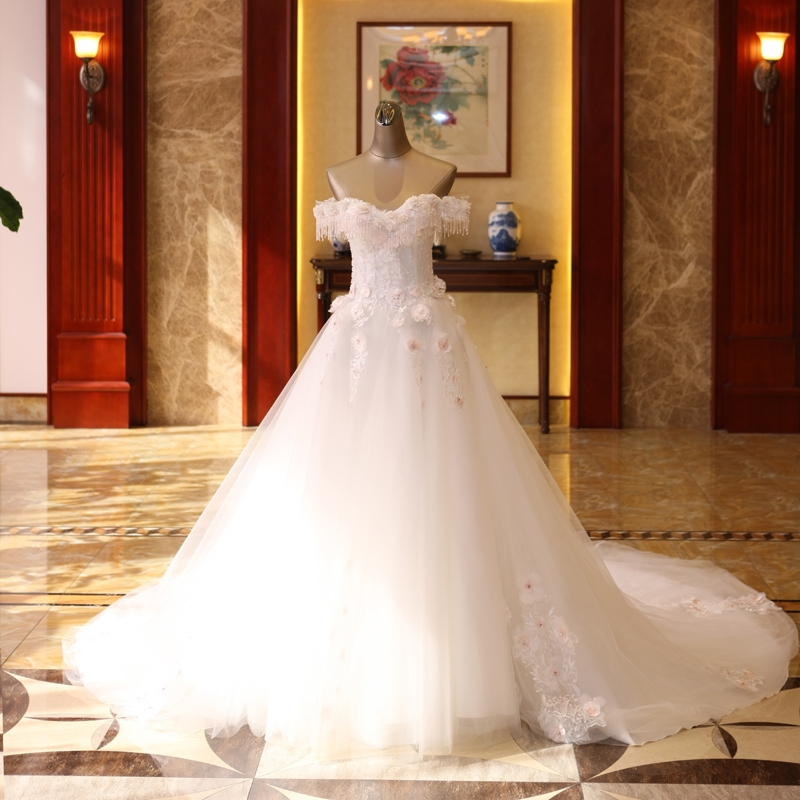 Elegant White Sweet Lace Beaded China Wedding Dress A Line Women Wedding Bridal Gowns