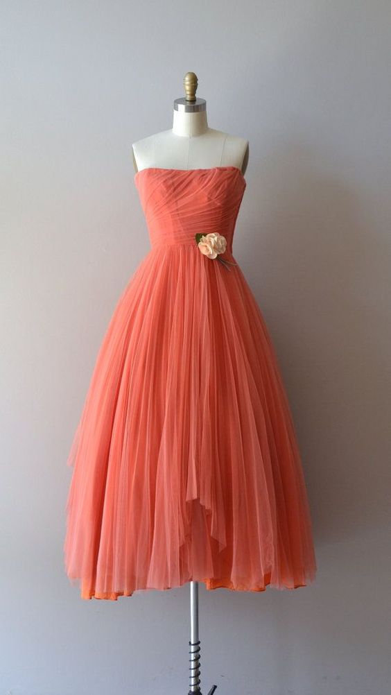 Strapless A Line Tulle Tea Length Homecoming Dress, Women Prom Gowns , Short Graduation Gowns