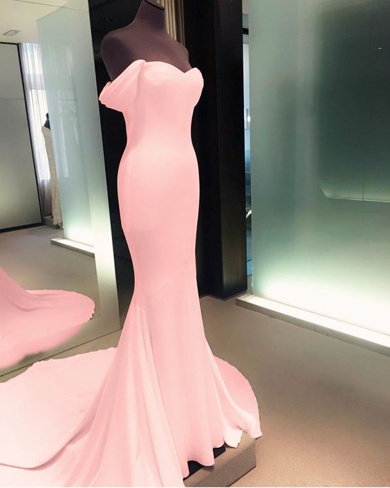 Fashion Pink Mermaid Prom Dress 2019 Women Dress Custom Made Simple Long Prom Gowns