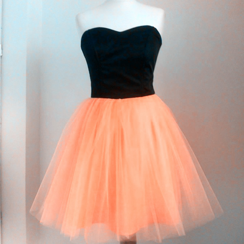 Orange Tulle Short Homecoming Dress, Sexy A Line Homecoming Dress Mini , Women Cocktail Dress