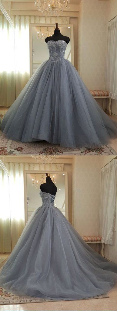 Fashion Sweet Gray Tulle Formal Evening Dresses,plus Size Pricess Wedding Dress,custom Made Ball Gown Prom Dress 2019 ,