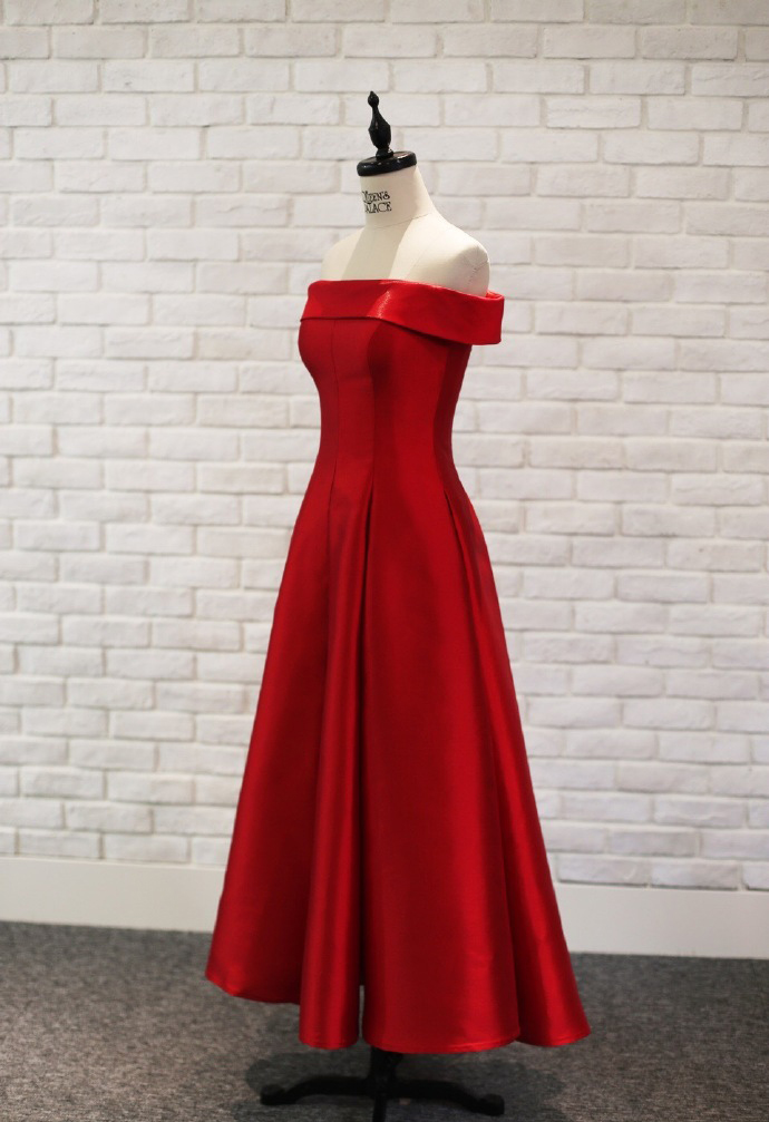 Elegant A Line Red Satin Prom Dress Custom Made Women Party Gowns ,formal Evening Dress 2019