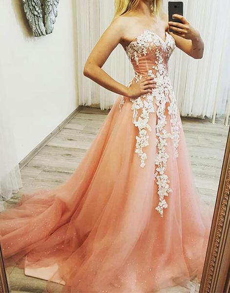 Fashion Floor Length Orange Long Prom Dress A Line White Lace Prom Gowns , Custom Made Evening Dress, Plus Size Prom Dress