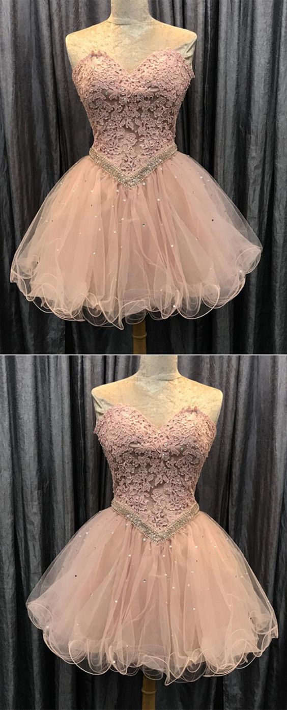 Nube Pink Lace Short Homecoming Dress 2019 Sexy Sweet 16 Prom Gowns ,custom Made Women Party Gowns ,short Graduation Dress
