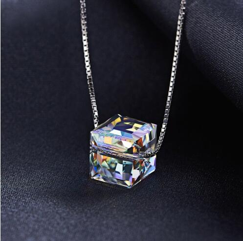 Crystals From Swarovski Jewelry Chic Mixed Color S925 Sterling Silver Necklaces Women Pendant Fashion Elegant Bijous ,women Necklaces With