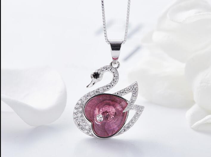 Crystals From Swarovski Necklace Women Pendants S925 Sterling Silver Jewelry Swan Shape Bijoux 2019 Women Jewelry