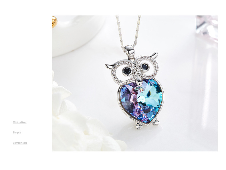 Crystals From Swarovski Necklace Women Pendants S925 Sterling Silver Jewelry Owl Bijoux 2019 Women Jewelry