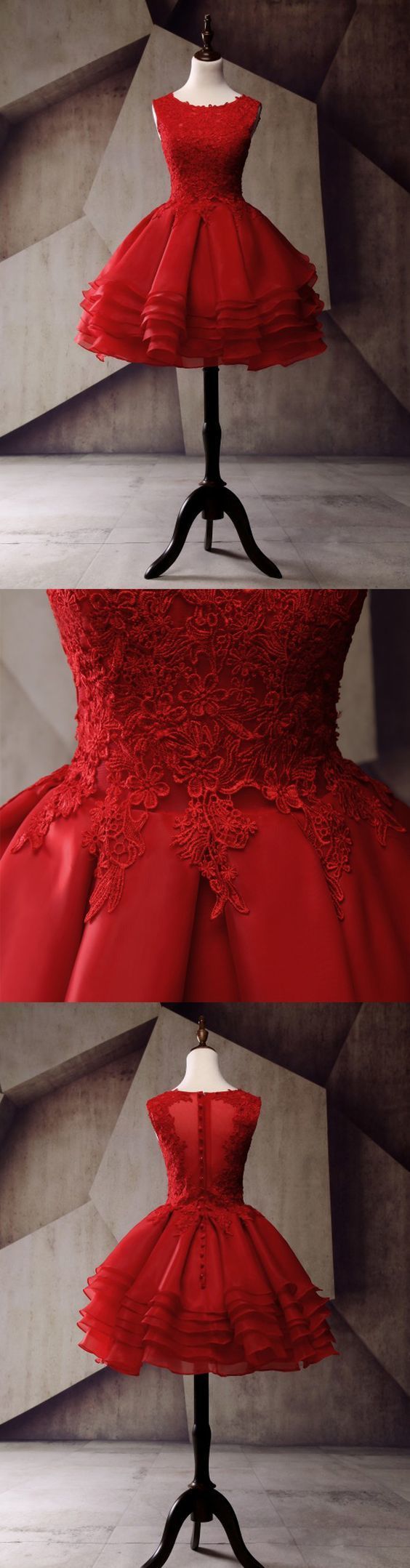 Sexy O-neck Lace Prom Dress Short, Skirts Tiers Short Homecoming Dress, A Line Women Gowns Short