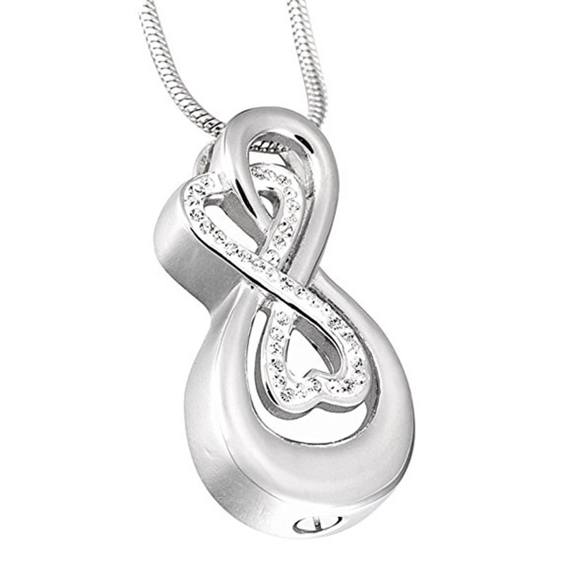 Stainless Steel Memorial Ashes Urn Necklace With Chain Funnel Love Heart Cremation Jewelry Silver Colour