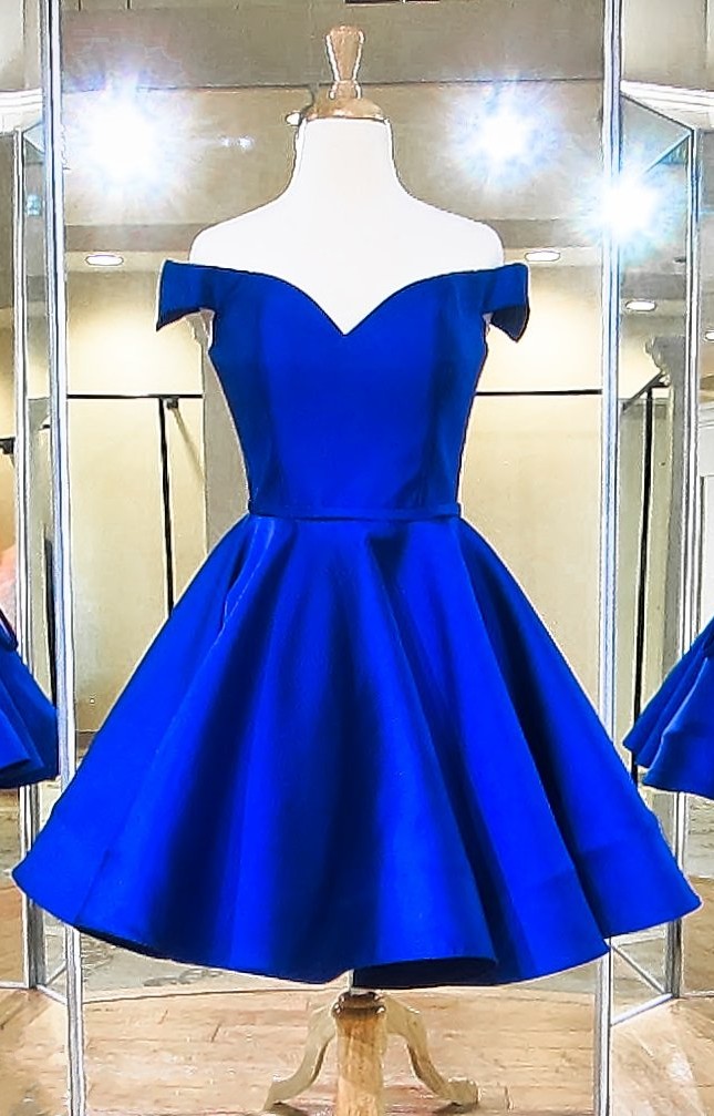 Royal Blue Satin Short Homecoming Dress 2019 Junior Party Dress For 15 Sweet Prom Gowns ,short Cocktail Gowns