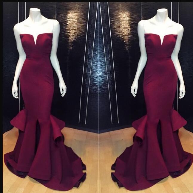 Burgundy Mermaid Prom Dress, Sweet 16 Prom Gowns ,2019 Long Evening Dress, Formal Women Party Gowns