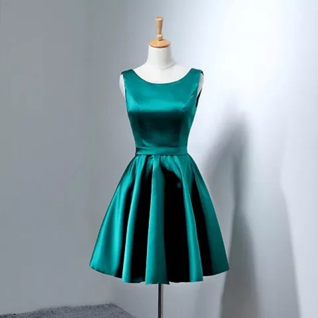 Green Satin Short Homecoming Dress,sexy Back Open Mini Cocktail Party Gowns ,short Women Party Gowns Mini,short Bridesmaid Dress