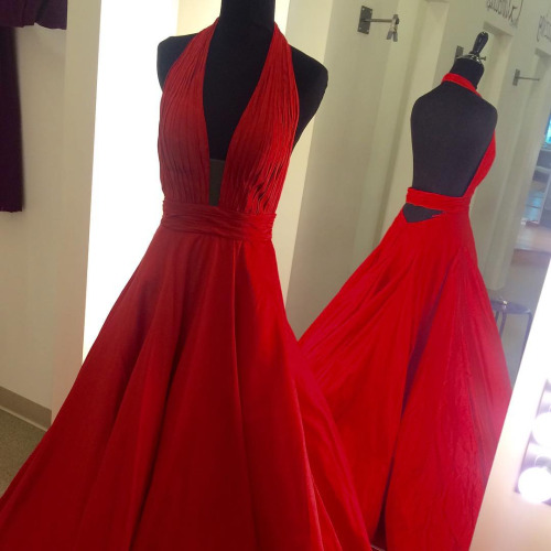 Sexy Halter Red Prom Dress Custom Made Prom Party Gowns ,women Evening Dress, Ball Gown Prom Dresses