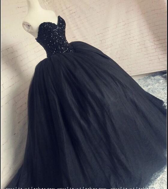 black beaded ball gown