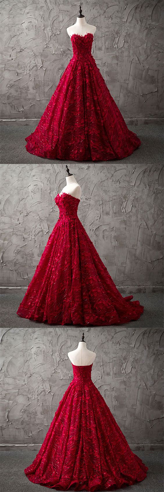 Burgundy Lace A Line Long Prom Dresses Custom Made Women Party Gowns ,2019 Formal Evening Dress