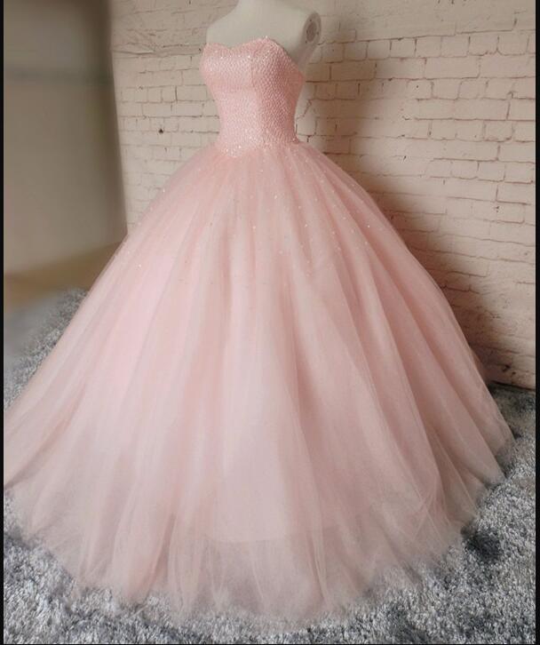Off Shoulder Pink Beaded A Line Prom Dress Custom Made Women Party Gowns , Sexy Pricess Prom Gowns