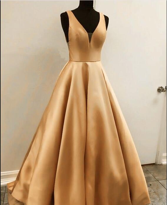 gold satin formal dress