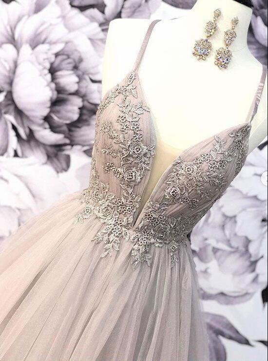 Fashion Plus Size Lace Tulle Long Prom Dresses ,a Line Prom Gowns , Formal Evening Dresses