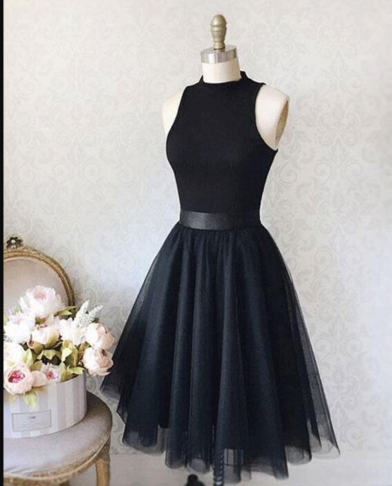Off Shoulder Black Tulle Junior Party Dress For Girls 2019 Short Homecoming Dress A Line Cocktail Gowns ,simple Prom Gowns Short